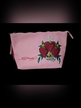 Ed Hardy Large Pink Cosmetic Bag NWT
